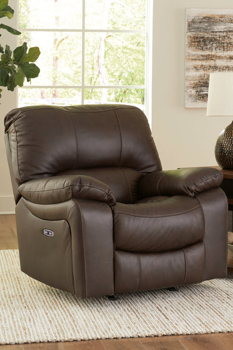 Leesworth Dark Brown Power Recliner from Ashley Furniture - Luna Furniture