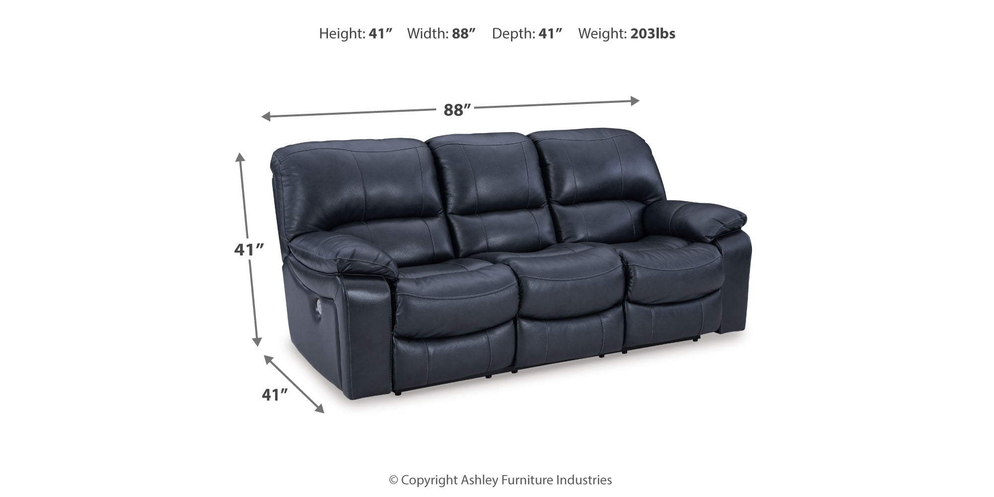 Ashley Leesworth Ocean Power Reclining Sofa - Luna Furniture
