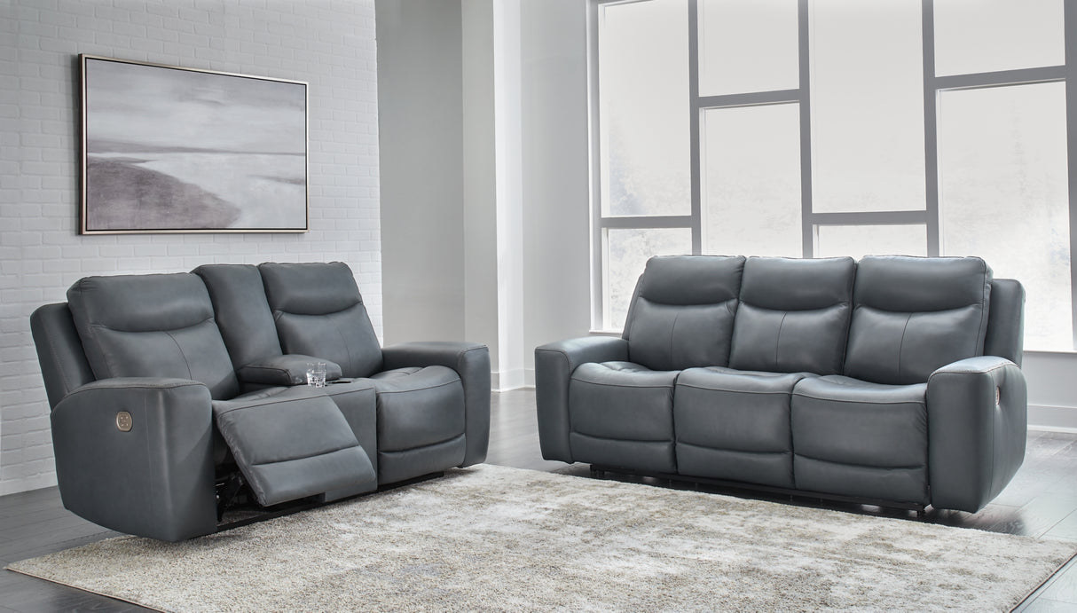 Mindanao Steel Sofa and Loveseat Sofa Power Reclining Set from Ashley Furniture - Luna Furniture