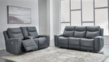 Mindanao Steel Sofa and Loveseat Sofa Power Reclining Set from Ashley Furniture - Luna Furniture