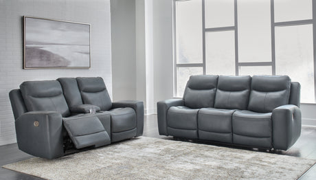 Mindanao Steel Sofa and Loveseat Sofa Power Reclining Set from Ashley Furniture - Luna Furniture
