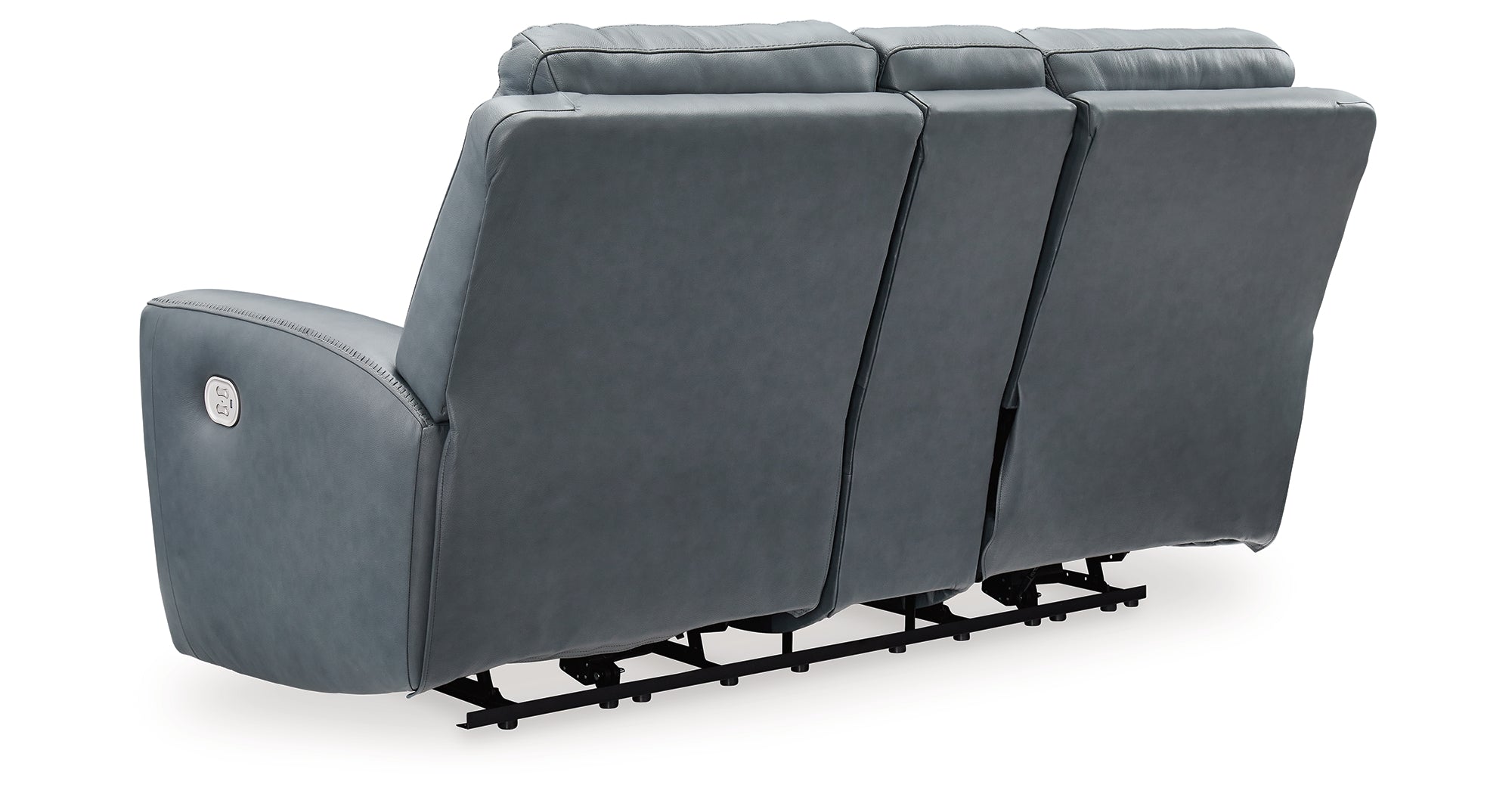 aluffy0302mature ha.リバビーニー ネイビー×グレー Mindanao Steel Power Reclining Sofa - Luna Furniture