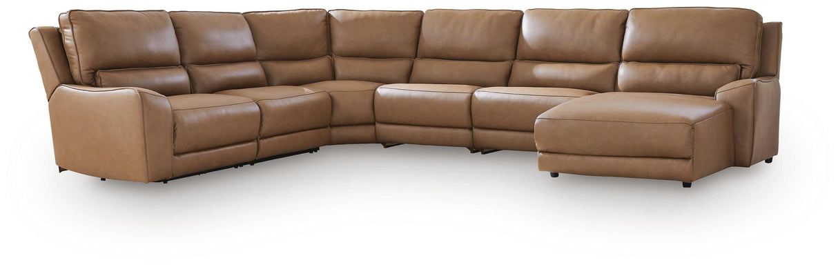 DeepWakes Caramel 6-Piece Reclining Sectional with Chaise from Ashley - Luna Furniture