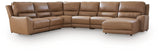 DeepWakes Caramel 6-Piece Reclining Sectional with Chaise from Ashley - Luna Furniture