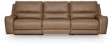 DeepWakes Caramel 3-Piece Power Reclining Sectional from Ashley - Luna Furniture