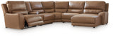 DeepWakes Caramel 6-Piece Power Reclining Sectional with RAF Chaise from Ashley Furniture - Luna Furniture