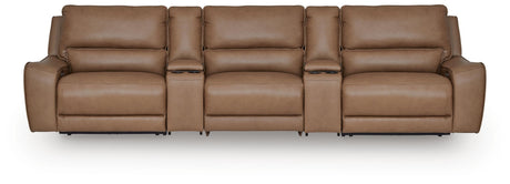 DeepWakes Caramel 5-Piece Power Reclining Sectional from Ashley - Luna Furniture