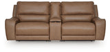 DeepWakes Caramel 3-Piece Power Reclining Sectional from Ashley - Luna Furniture