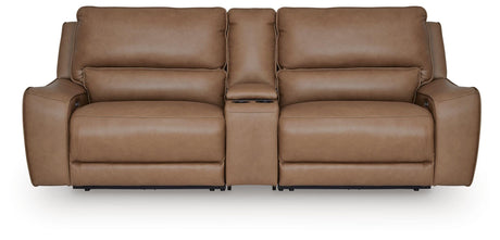 DeepWakes Caramel 3-Piece Power Reclining Sectional from Ashley - Luna Furniture