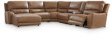 DeepWakes Caramel 6-Piece Power Reclining Sectional with LAF Chaise from Ashley Furniture - Luna Furniture
