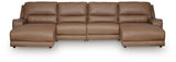DeepWakes Caramel 4-Piece Power Reclining Sectional with Chaise from Ashley - Luna Furniture
