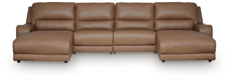 DeepWakes Caramel 4-Piece Power Reclining Sectional with Chaise from Ashley - Luna Furniture