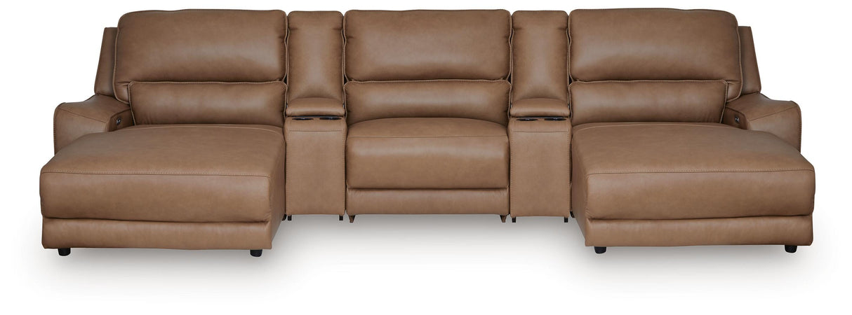 DeepWakes Caramel 5-Piece Power Reclining Sectional with Chaise from Ashley - Luna Furniture