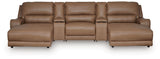 DeepWakes Caramel 5-Piece Power Reclining Sectional with Chaise from Ashley - Luna Furniture
