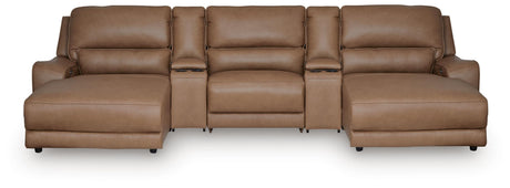 DeepWakes Caramel 5-Piece Power Reclining Sectional with Chaise from Ashley - Luna Furniture