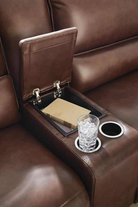 DeepWakes Canyon 7-Piece Reclining Sectional with Chaise and Storage Consoles from Ashley - Luna Furniture