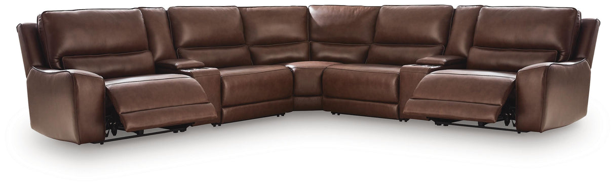 DeepWakes Canyon 7-Piece Reclining Sectional with Storage Consoles from Ashley - Luna Furniture