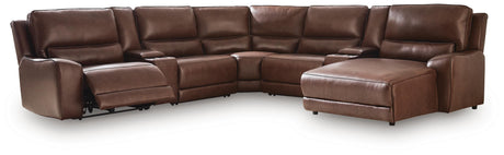 DeepWakes Canyon 7-Piece Reclining Sectional with Chaise and Storage Consoles from Ashley - Luna Furniture