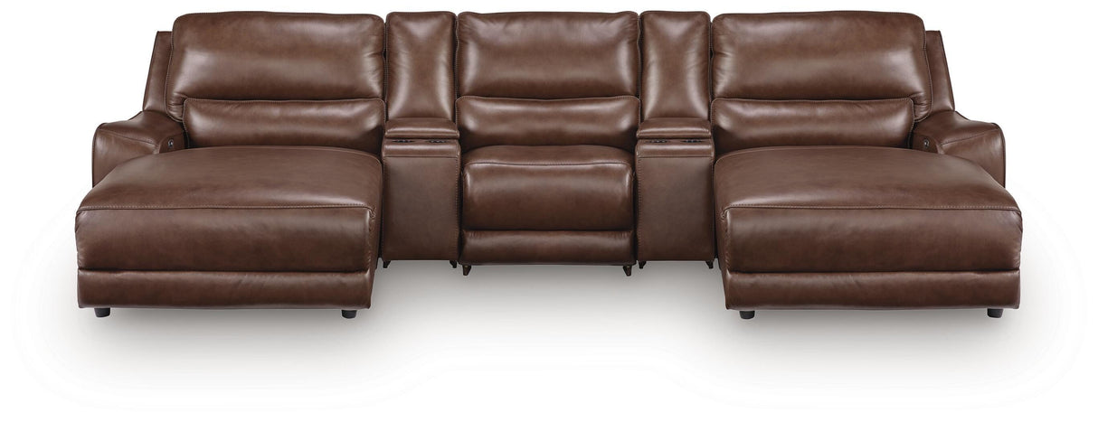 DeepWakes Canyon 5-Piece Reclining Sectional with Double Chaise and Storage Consoles from Ashley - Luna Furniture