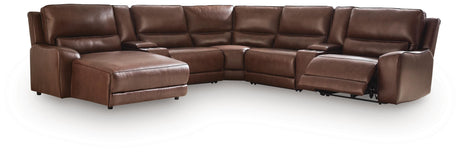 DeepWakes Canyon 7-Piece Reclining Sectional with Chaise and Storage Consoles from Ashley - Luna Furniture