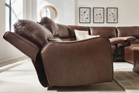 DeepWakes Canyon 7-Piece Reclining Sectional with Chaise and Storage Consoles from Ashley - Luna Furniture