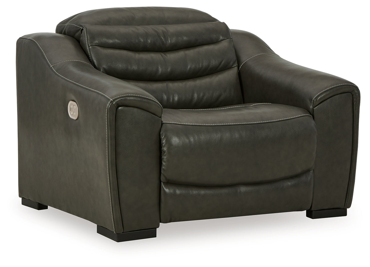 Center Line Dark Gray Sofa, Loveseat and Recliner from Ashley - Luna Furniture