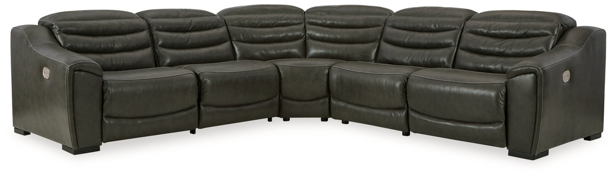 Center Line Dark Gray 5-Piece Power Reclining Sectional from Ashley Furniture - Luna Furniture