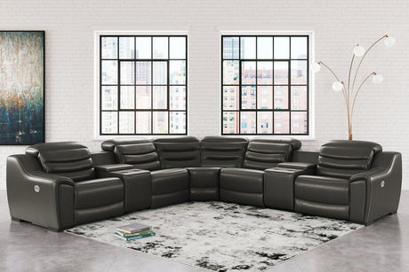 Center Line Dark Gray 7-Piece Power Reclining Sectional from Ashley - Luna Furniture