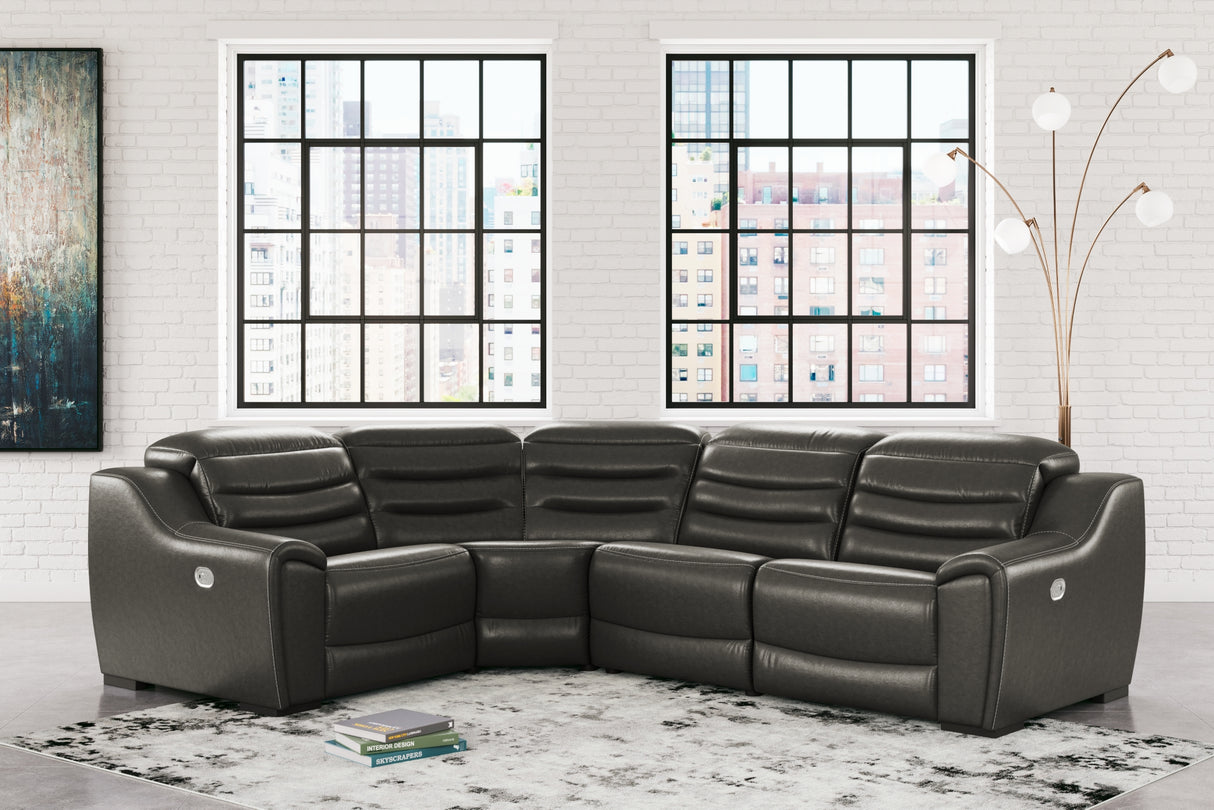 Center Line Dark Gray 4-Piece Power Reclining Sectional from Ashley Furniture - Luna Furniture