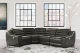 Center Line Dark Gray 4-Piece Power Reclining Sectional from Ashley Furniture - Luna Furniture