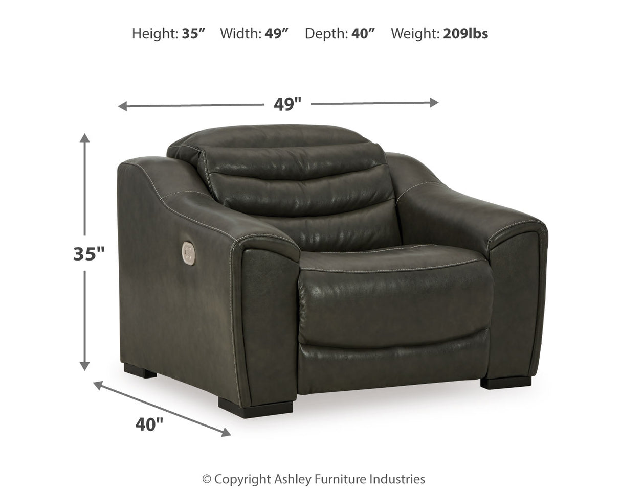 Center Line Dark Gray Sofa, Loveseat and Recliner from Ashley - Luna Furniture