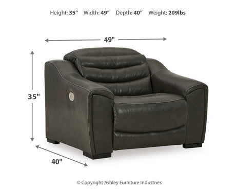 Center Line Dark Gray Sofa, Loveseat and Recliner from Ashley - Luna Furniture
