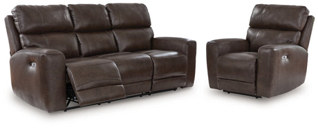 Crossplex Dark Brown Power Reclining Sofa and Power Recliner from Ashley - Luna Furniture