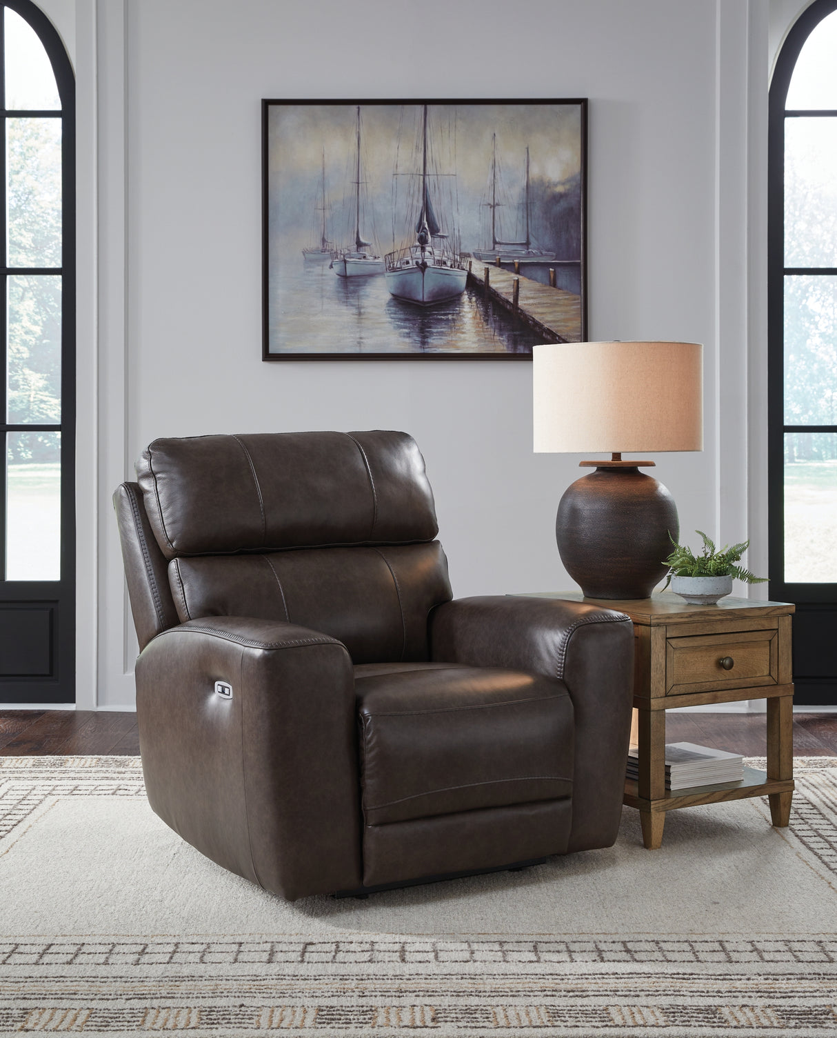 Crossplex Dark Brown Power Reclining Sofa and Power Recliner from Ashley Furniture - Luna Furniture
