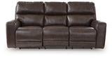 Crossplex Dark Brown Power Reclining Sofa and Power Recliner from Ashley Furniture - Luna Furniture