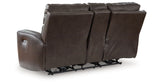 Crossplex Smoke Power Reclining Loveseat with Console from Ashley Furniture - Luna Furniture