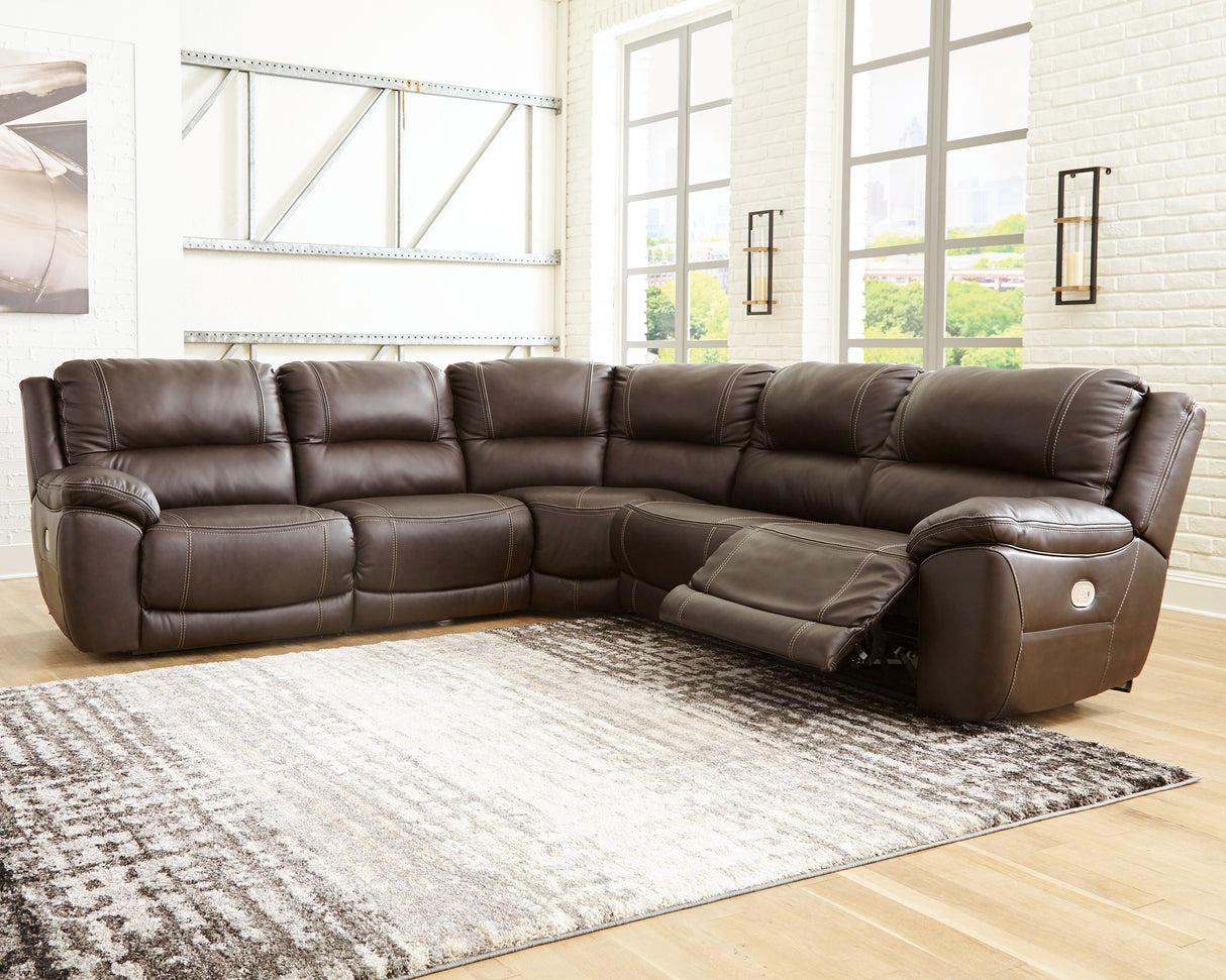 Dunleith Chocolate 5-Piece Power Reclining Sectional from Ashley - Luna Furniture
