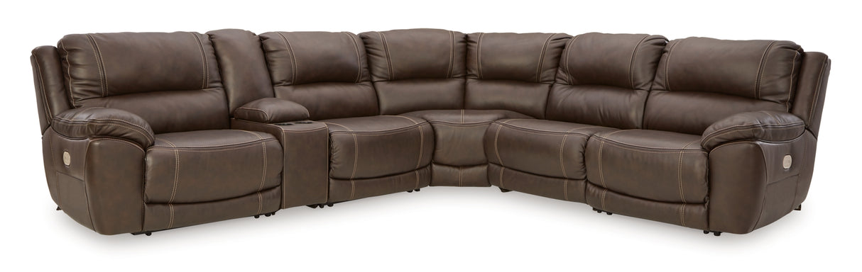 Dunleith 6-Piece Sectional with Recliner in Chocolate from Ashley Furniture - Luna Furniture