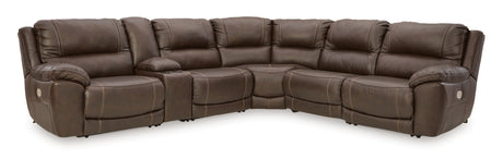 Dunleith 6-Piece Sectional with Recliner in Chocolate from Ashley - Luna Furniture