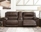 Dunleith Chocolate 3-Piece Power Reclining Loveseat with Console from Ashley - Luna Furniture