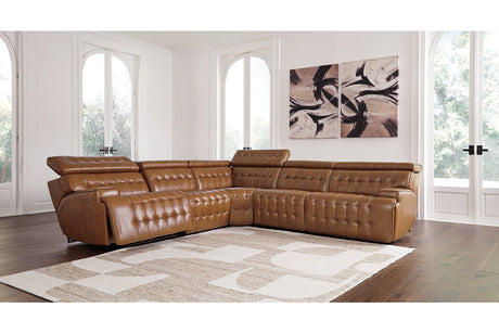 Temmpton Chocolate 5-Piece Power Reclining Sectional from Ashley - Luna Furniture