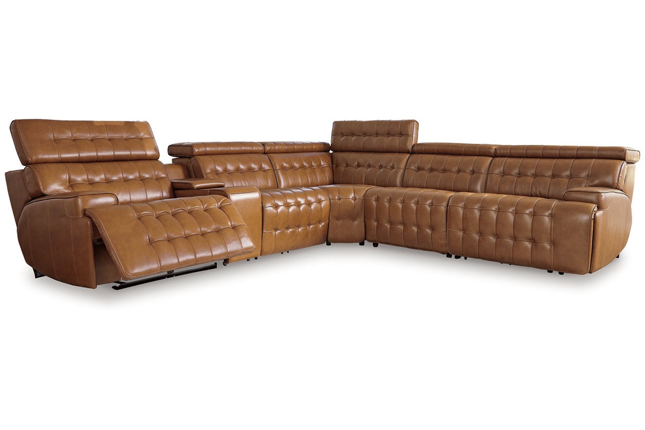 Temmpton Chocolate 6-Piece Power Reclining Sectional from Ashley - Luna Furniture