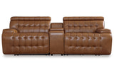 Temmpton Chocolate 3-Piece Power Reclining Sectional Loveseat with Console from Ashley - Luna Furniture