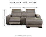Correze Gray 3-Piece Power Reclining Sectional with Chaise from Ashley - Luna Furniture