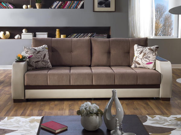 Ultra Optimum Brown 3-Seat Sleeper Sofa