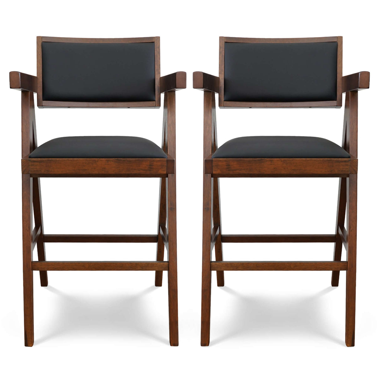 Athena Counter Chair In Black Vegan Leather from Ashcroft Furniture - Luna Furniture