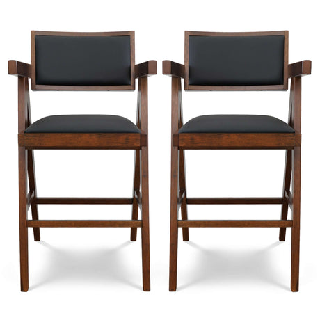 Athena Counter Chair In Black Vegan Leather from Ashcroft Furniture - Luna Furniture