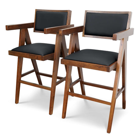 Athena Counter Chair In Black Vegan Leather from Ashcroft Furniture - Luna Furniture