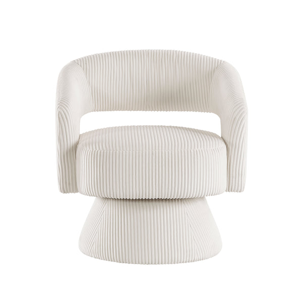 Upton Beige Corduroy Swivel Accent Chair