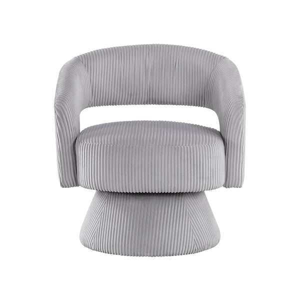 Upton Gray Corduroy Swivel Accent Chair